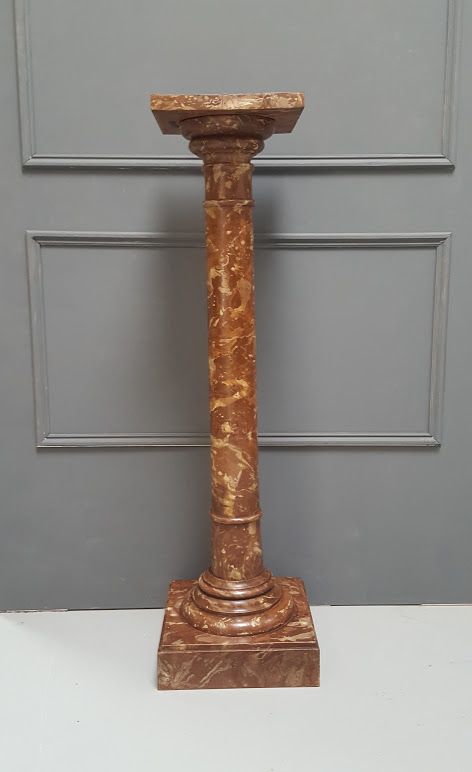 Antique Wooden Painted Marble Effect Bust Stand C1880