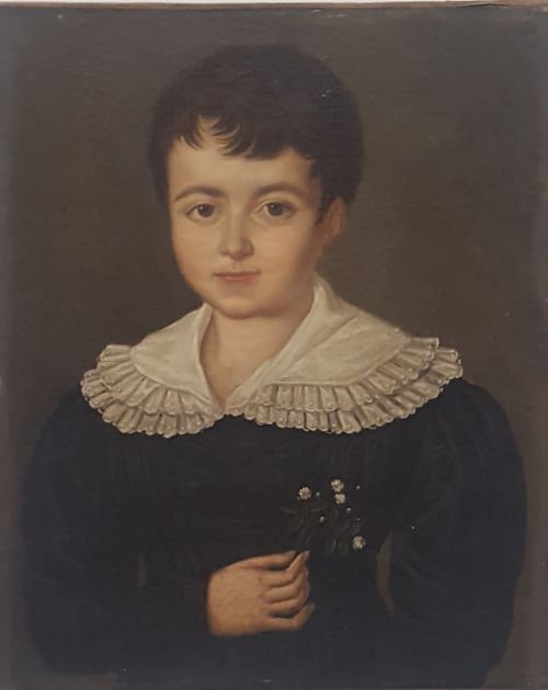 Antique Oil Portrait of Boy C1820