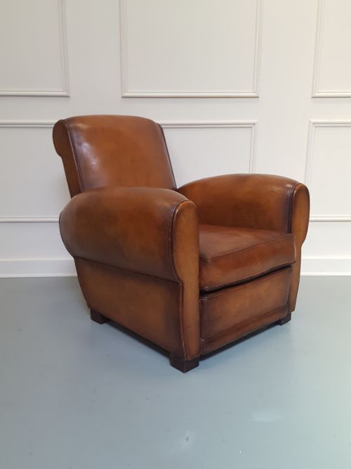 Vintage French Leather Club Chair C1930
