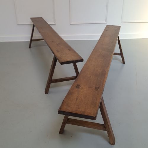 Sturdy Antique French Oak Benches C1850