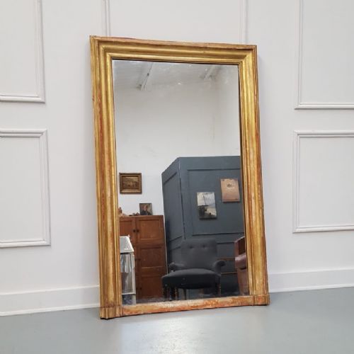 Antique Gilded Narrow French Mirror C1860