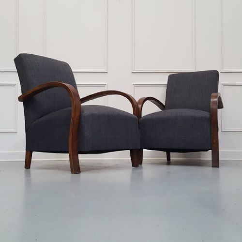 Pair of  Halabala Upholstered Armchairs C1930