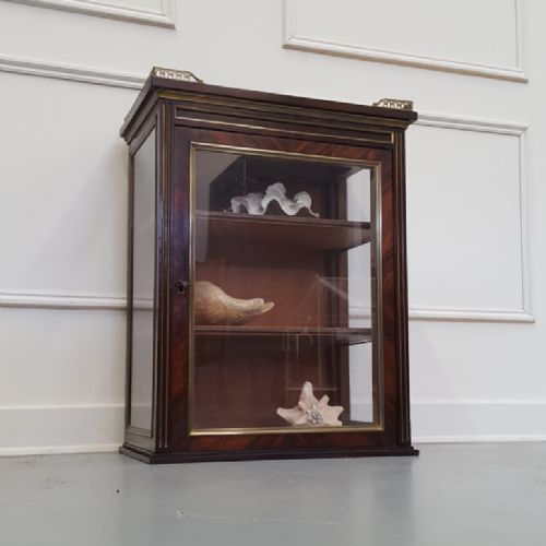 Antique French Rosewood and Brass Hanging Cabinet C1890