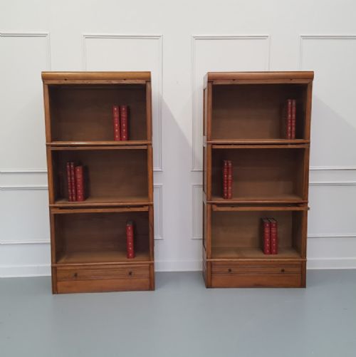 Pair of Paris Made Oak Stacking Bookcases / Haberdashery  C1930