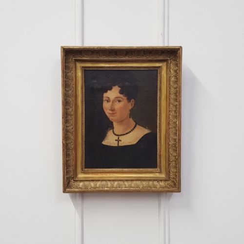 French Antique Oil Portrait of Woman C1820