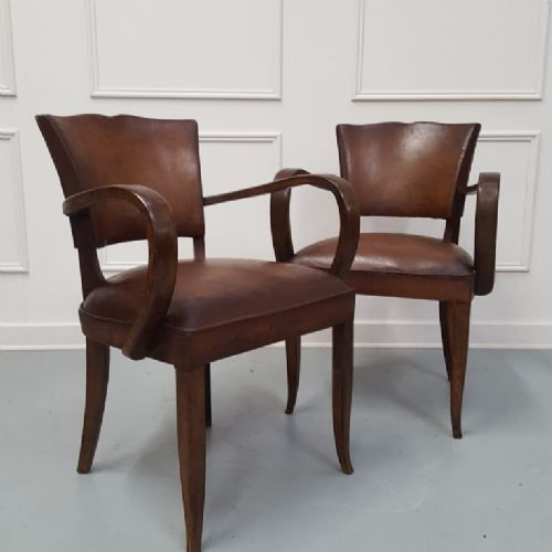 French Vintage Leather Desk Chairs C1930