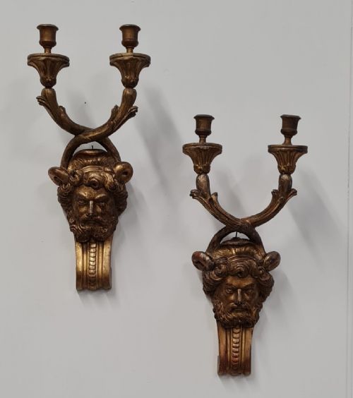 Beautiful Wooden Gilded Wall Lights C1850