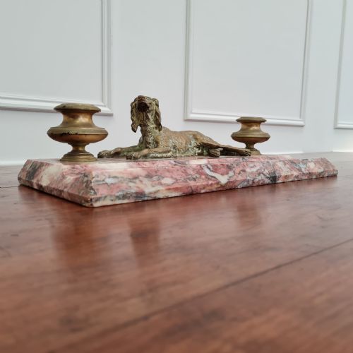 Pretty French Dog Inkstand C1900