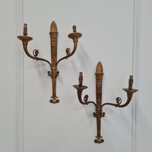 Two Elegant Empire Ormolu French Wall Lights C1900
