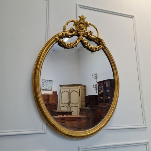 Antique Gilded Oval Mirror C1870