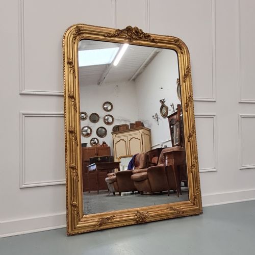 Antique French Gilded Flower Mirror