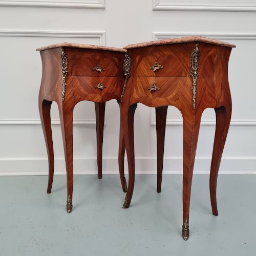 Pair of French Marquetry Bedside Tables C1930