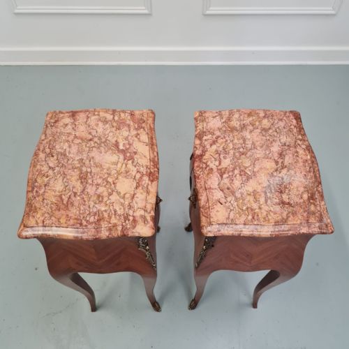 fig 1. Pair of French Marquetry Bedside Tables c1930