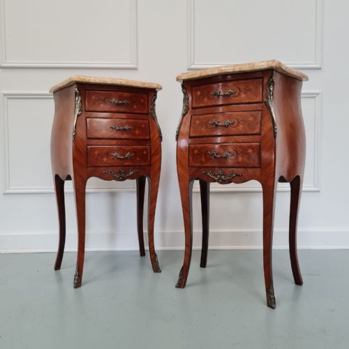 French Bedside Marquetry Cabinets C1930