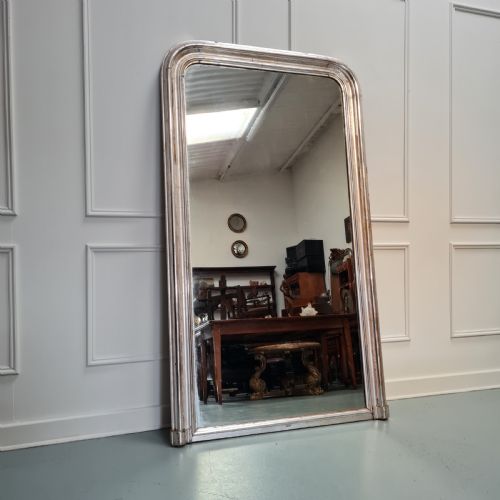 Very Large Louis Philippe Antique Silver Mirror C1890