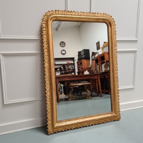 Antique Unusual French Gilded Mirror C1870