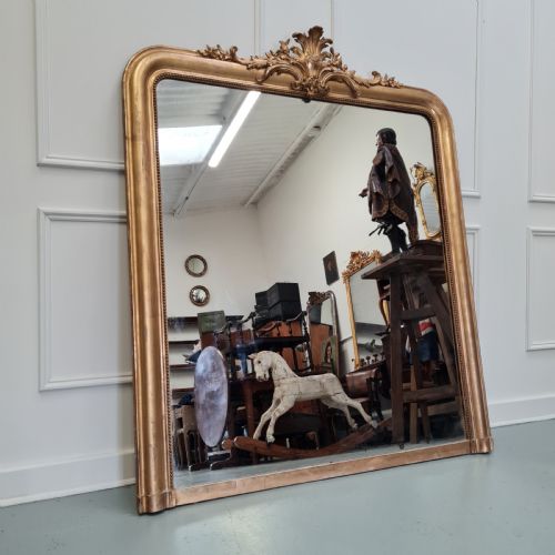 Antique Wide French Gilded Mirror C1880