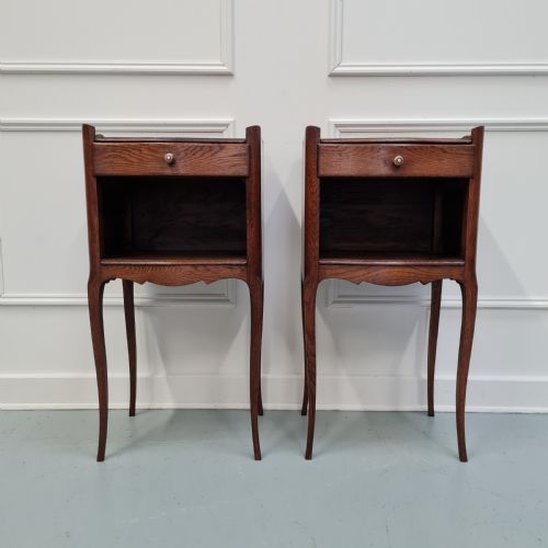 Pair of Antique Oak French Bedside Tables C1930