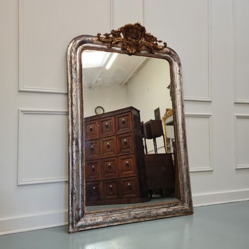 Beautiful French Silver Mirror with Crest C1890