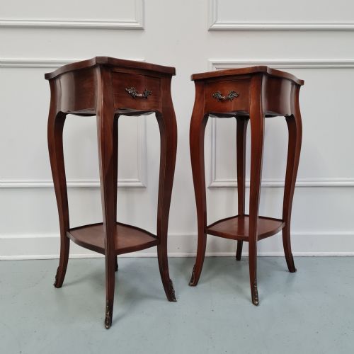 Elegant French Cherry Wood Bedside Tables C1930