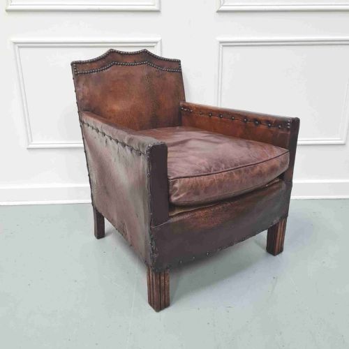 Small French Leather Armchair C1920