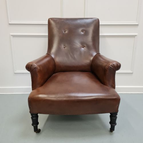 Smart Antique Leather Library Chair C1900