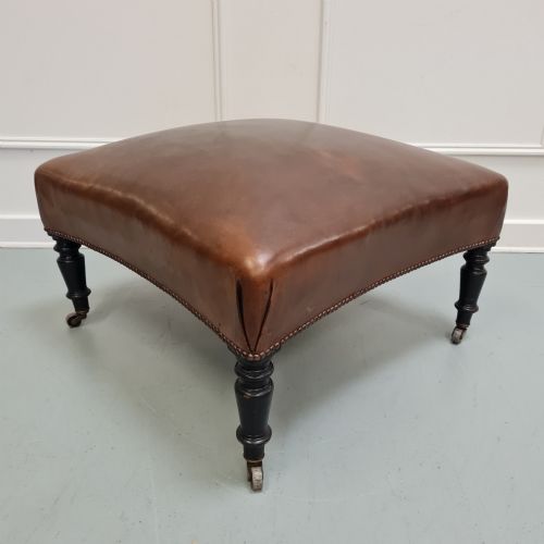 Antique Leather Footstool C1900