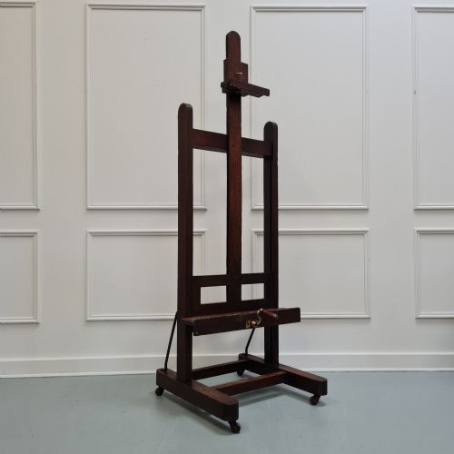 French Antique Oak Easel with Winder C1890