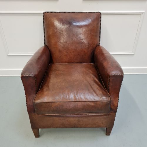 French Leather Club Chair C1920