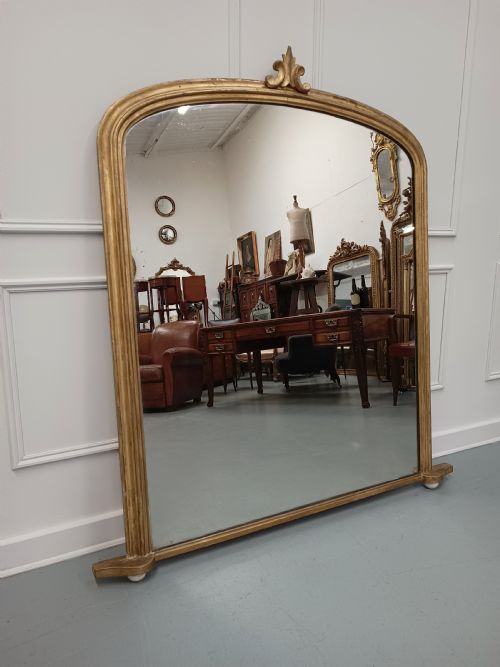 Antique Late 19th Century Gilt Overmantle Wall Mirror
