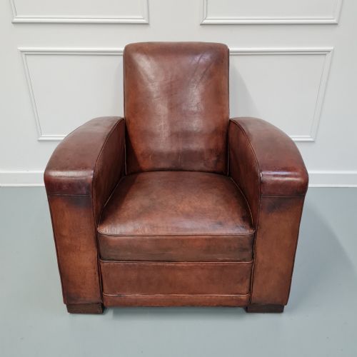 French Leather Club Chair C1930