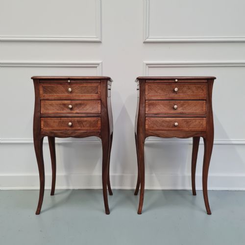 Pair of French Walnut Bedside Tables C1920