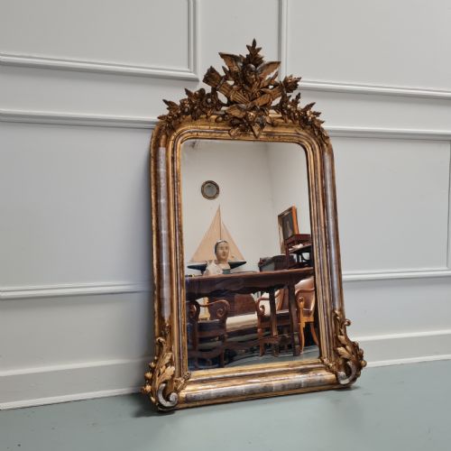 Antique French Gilded Lovebirds Mirror C1890