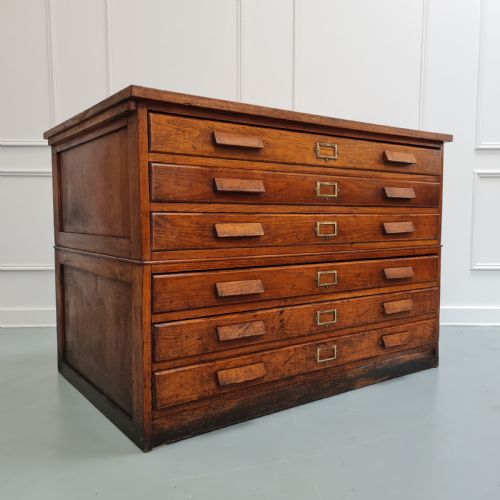 Antique Ash Plan Chest C1930