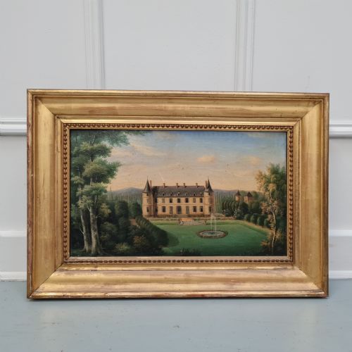 Delightful Antique Oil Painting of Chateau 1830