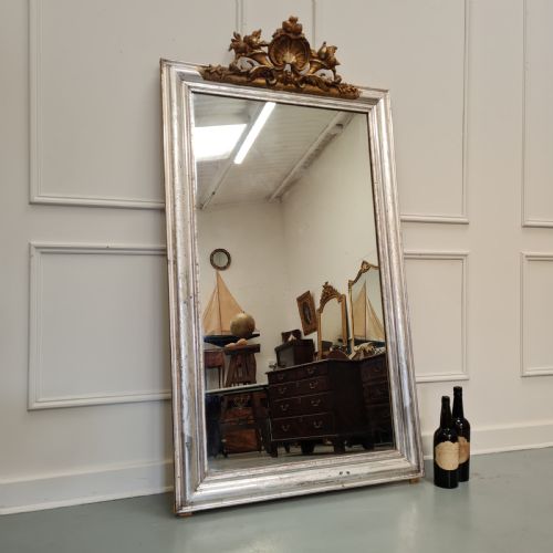 ANTIQUE FRENCH SILVER GILDED MIRROR C1870 - ADDITIONAL PHOTO 5