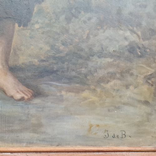 LARGE ANTIQUE FRENCH PORTRAIT OF WOMAN - ADDITIONAL PHOTO 3