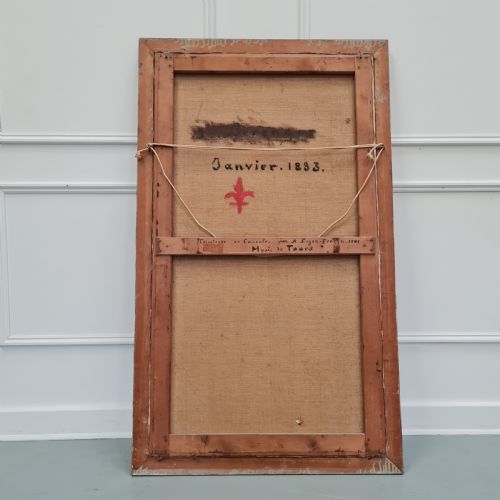 LARGE ANTIQUE FRENCH PORTRAIT OF WOMAN - ADDITIONAL PHOTO 5