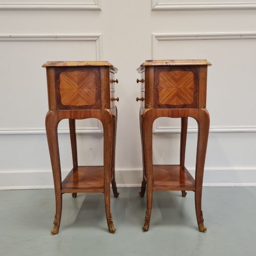 ANTIQUE PAIR OF SERPENTINE BEDSIDE TABLES C1930 - ADDITIONAL PHOTO 4