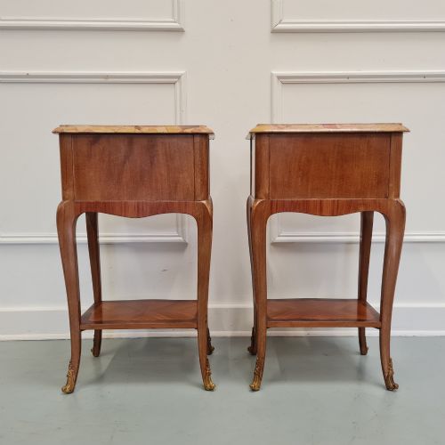 ANTIQUE PAIR OF SERPENTINE BEDSIDE TABLES C1930 - ADDITIONAL PHOTO 5