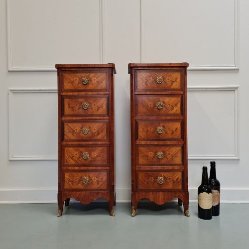 BEAUTIFUL TALL ANTIQUE BEDSIDE CABINETS C1920 - ADDITIONAL PHOTO 2