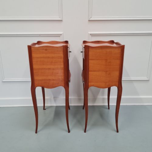 FRENCH CHERRY WOOD BEDSIDE TABLES C1930 - ADDITIONAL PHOTO 3