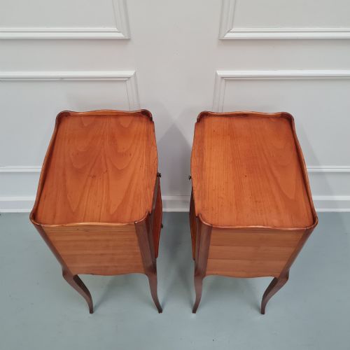FRENCH CHERRY WOOD BEDSIDE TABLES C1930 - ADDITIONAL PHOTO 4