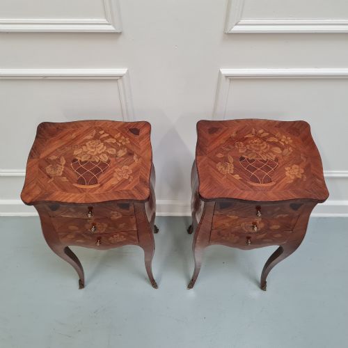 QUALITY FRENCH KINGWOOD BEDSIDE TABLES C1930 - ADDITIONAL PHOTO 1