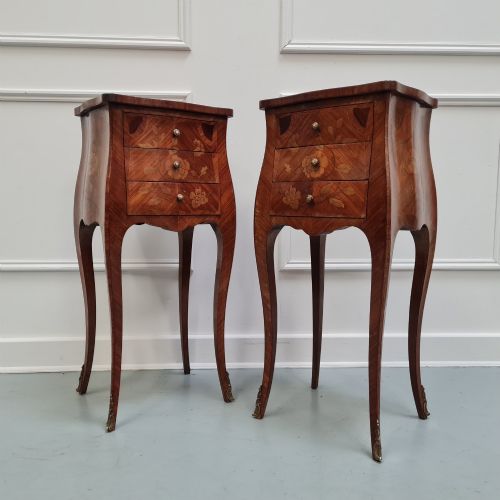 QUALITY FRENCH KINGWOOD BEDSIDE TABLES C1930 - ADDITIONAL PHOTO 2