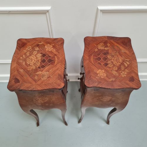 QUALITY FRENCH KINGWOOD BEDSIDE TABLES C1930 - ADDITIONAL PHOTO 4