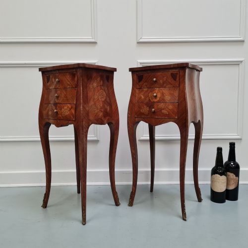 QUALITY FRENCH KINGWOOD BEDSIDE TABLES C1930 - ADDITIONAL PHOTO 7