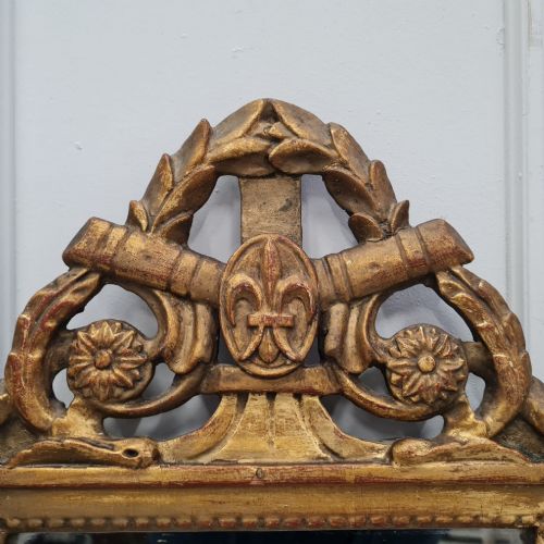 SMALL ANTIQUE FRENCH MARRIAGE MIRROR C1800 - ADDITIONAL PHOTO 2