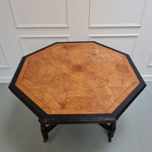 LARGE OCTAGONAL AESTHETIC MOVEMENT CENTRE TABLE C1880 - ADDITIONAL PHOTO 1