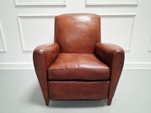 BEAUTIFUL 1930S FRENCH LEATHER CLUB CHAIR - ADDITIONAL PHOTO 1